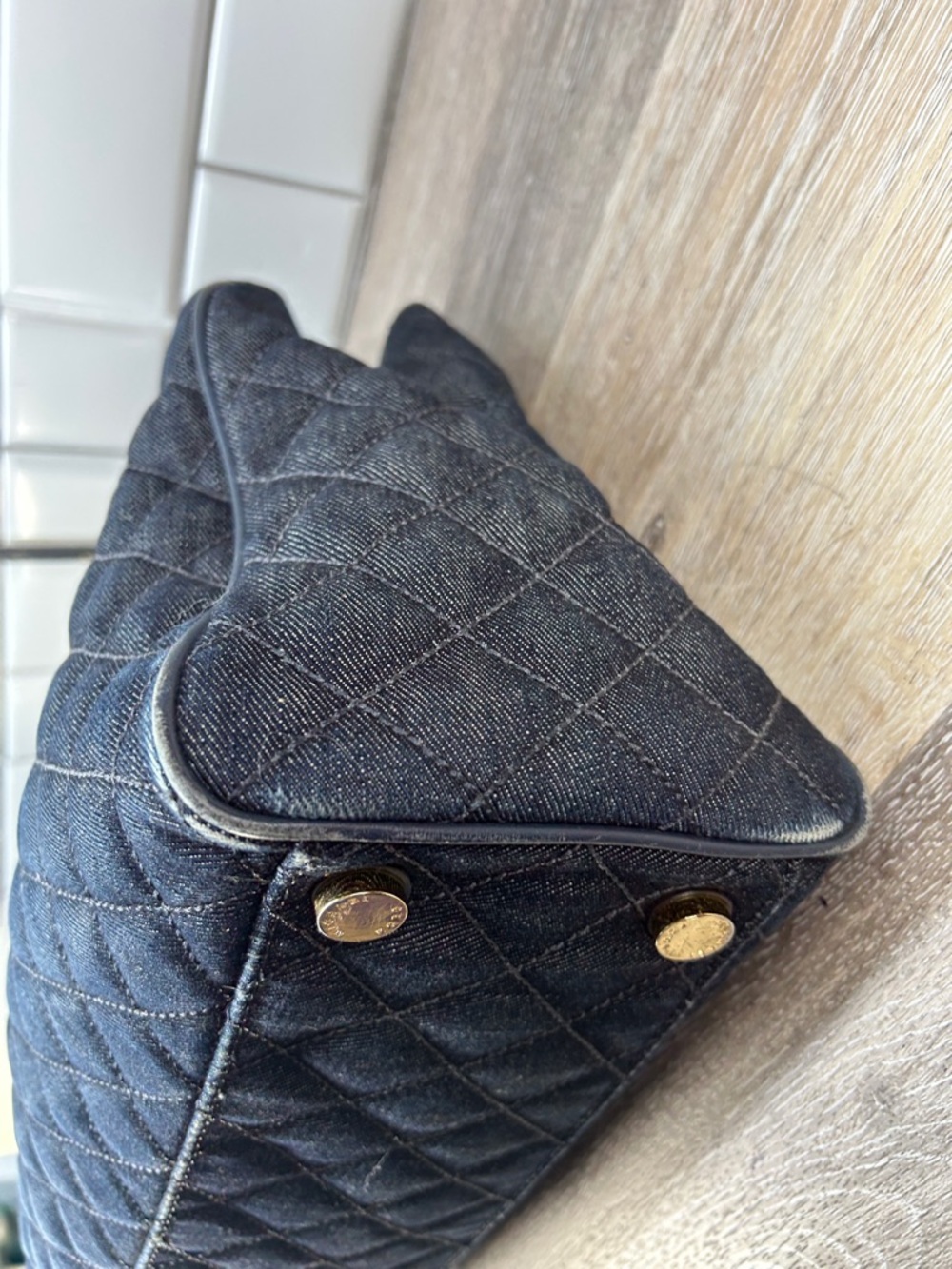 1955 Michael Kors dark denim Leather Tote with Gold Hardware 259041955 - Picture 9 of 16
